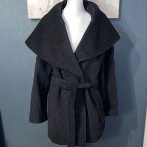 Ladies Cinzia Rocca Icons charcoal gray Women's cashmere wool blend Coat size 8